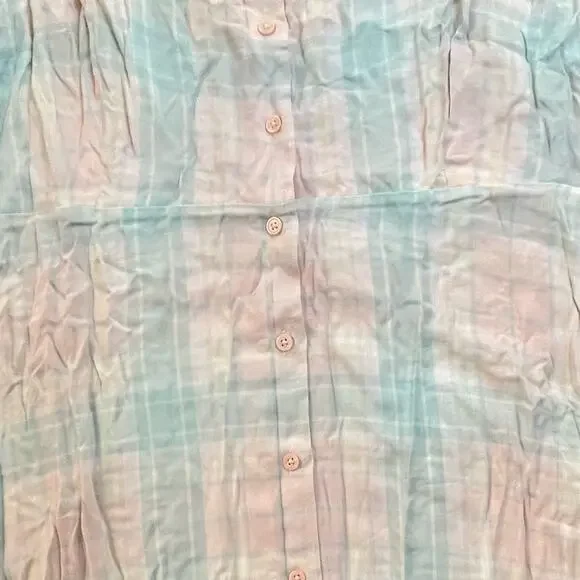 ABOUND PLAID NWOT BOHO RAYON BUTTON DOWN DRESS PINK GREEN 2X - Picture 2 of 8